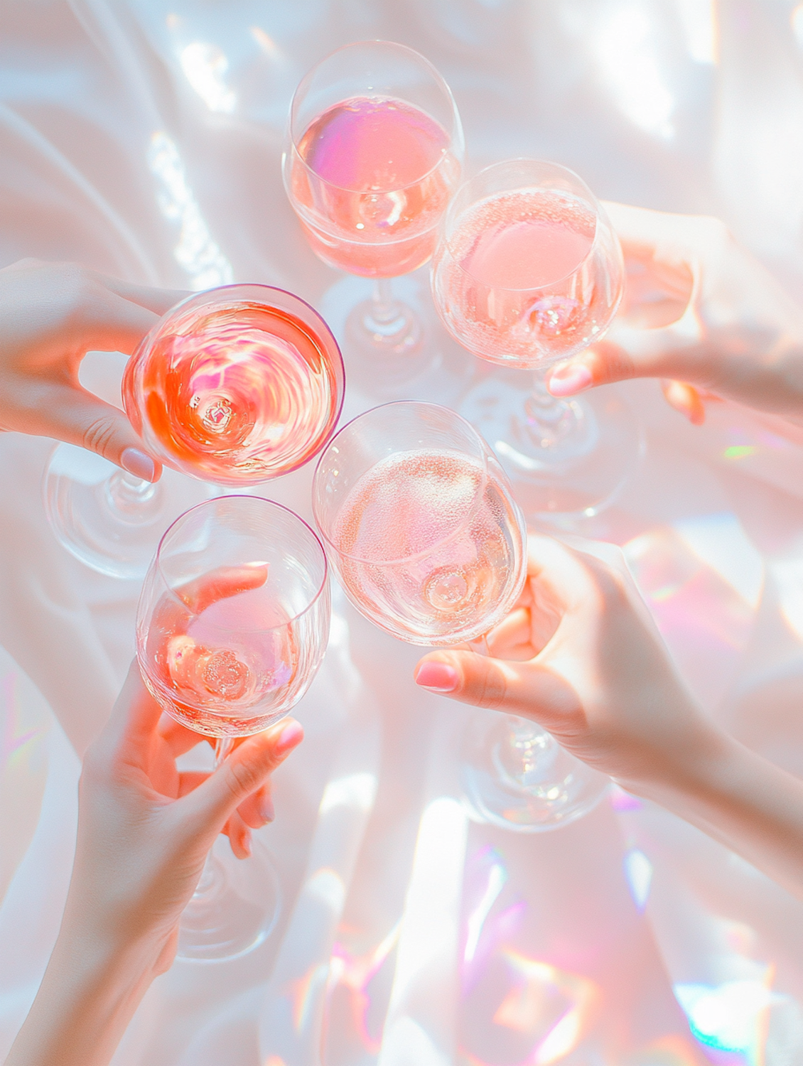Friends toasting with glasses of rosé